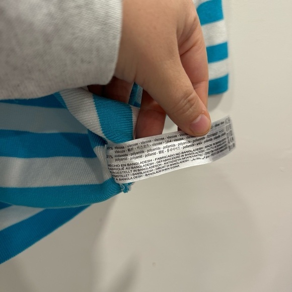 Zara Square Neck Crop Top Blue White Stripe Large - Picture 5 of 6